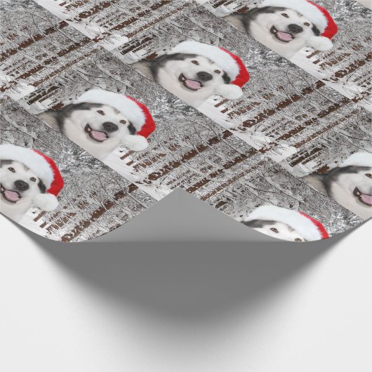 Alaskan Malamute Kerstmis Cadeaupapier (Hoek)