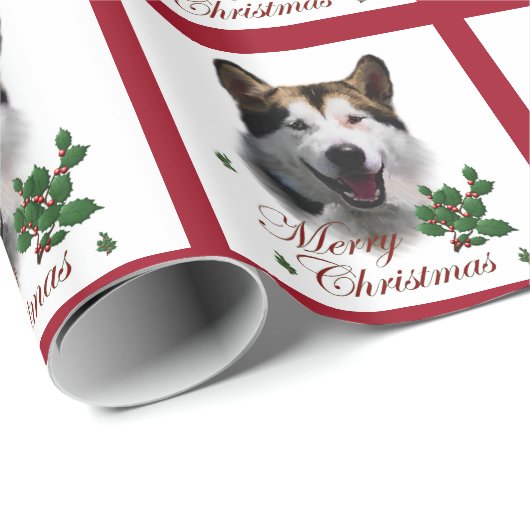 Alaskan Malamute Kerstmis Cadeaupapier (Rol Hoek)