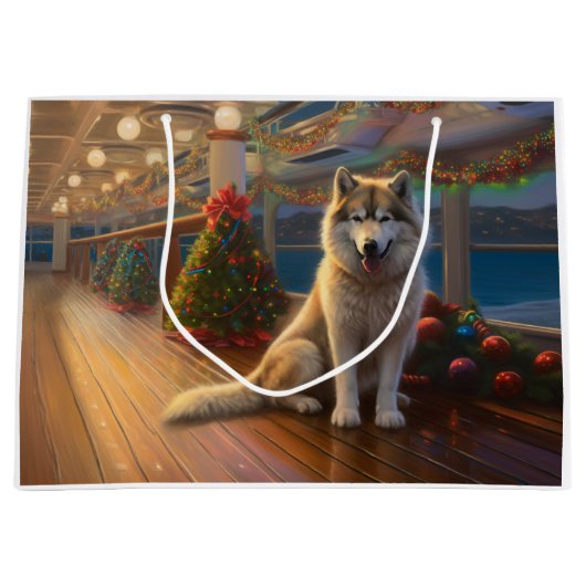 Alaskan Malamute Kerstmis Cruise: Pawsome Holiday Groot Cadeauzakje (Voorkant)