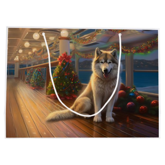 Alaskan Malamute Kerstmis Cruise: Pawsome Holiday Groot Cadeauzakje (Achterkant)