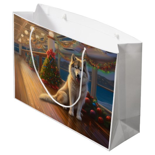Alaskan Malamute Kerstmis Cruise: Pawsome Holiday Groot Cadeauzakje (Achterkant Gekanteld)