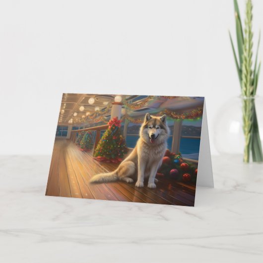 Alaskan Malamute Kerstmis Cruise: Pawsome Holiday Kaart (Voorkant)