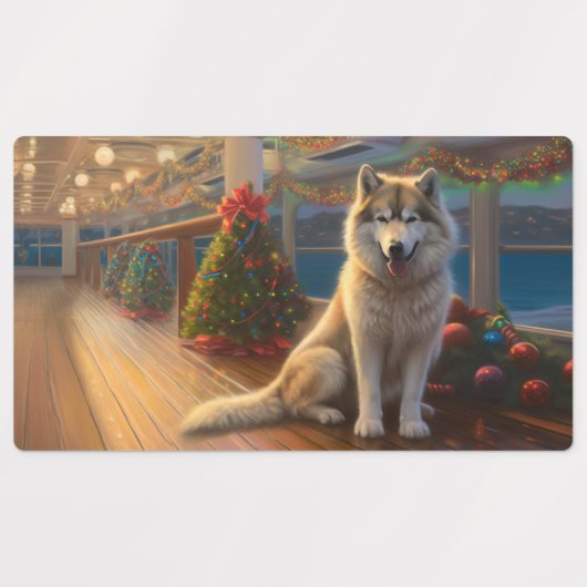 Alaskan Malamute Kerstmis Cruise: Pawsome Holiday Labels (Design 1)