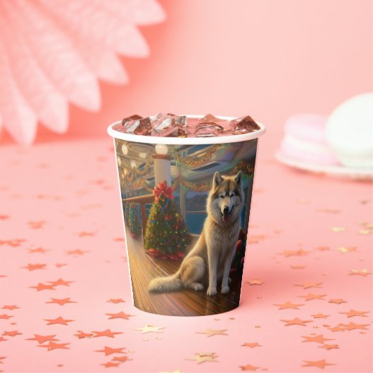 Alaskan Malamute Kerstmis Cruise: Pawsome Holiday Papieren Bekers (Insitu)