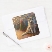 Alaskan Malamute Kerstmis Cruise: Pawsome Holiday Vierkante Sticker (Envelop)