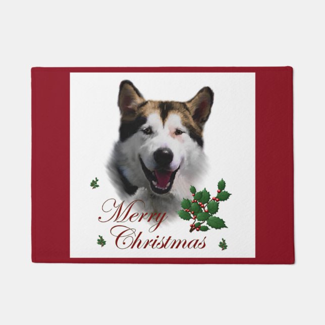 Alaskan Malamute Kerstmis Deurmat (Voorkant)