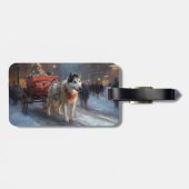 Alaskan Malamute Kerstmis Feestelijk Seizoen Bagagelabel (Achterkant horizontaal)