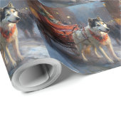 Alaskan Malamute Kerstmis Feestelijk Seizoen Cadeaupapier (Rol Hoek)