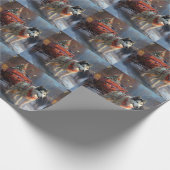 Alaskan Malamute Kerstmis Feestelijk Seizoen Cadeaupapier (Hoek)