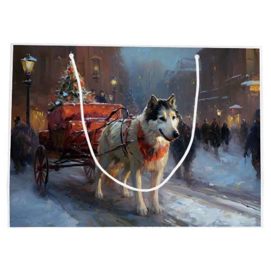 Alaskan Malamute Kerstmis Feestelijk Seizoen Groot Cadeauzakje (Achterkant)