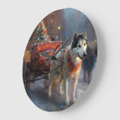 Alaskan Malamute Kerstmis Feestelijk Seizoen Grote Klok (Hoek)