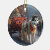 Alaskan Malamute Kerstmis Feestelijk Seizoen Keramisch Ornament (Links)
