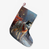Alaskan Malamute Kerstmis Feestelijk Seizoen Kleine Kerstsok (Voorkant (Hangend))