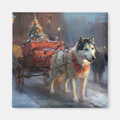 Alaskan Malamute Kerstmis Feestelijk Seizoen Magneet (Voorkant)