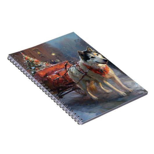 Alaskan Malamute Kerstmis Feestelijk Seizoen Notitieboek (Rechterzijde)