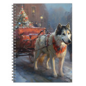 Alaskan Malamute Kerstmis Feestelijk Seizoen Notitieboek (Voorkant)