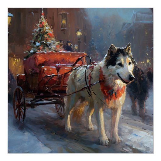 Alaskan Malamute Kerstmis Feestelijk Seizoen Perfect Poster (Voorkant)