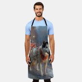 Alaskan Malamute Kerstmis Feestelijk Seizoen Schort (Gedragen)