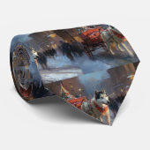 Alaskan Malamute Kerstmis Feestelijk Seizoen Stropdas (Opgerold)