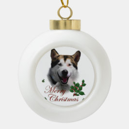 Alaskan Malamute Kerstmis Keramische Bal Ornament