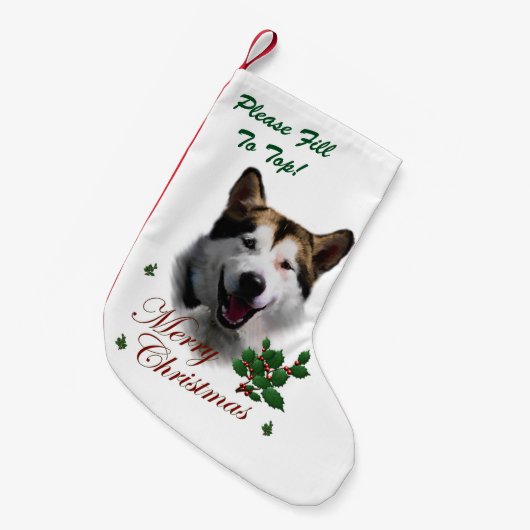 Alaskan Malamute Kerstmis Kleine Kerstsok (Voorkant (Hangend))
