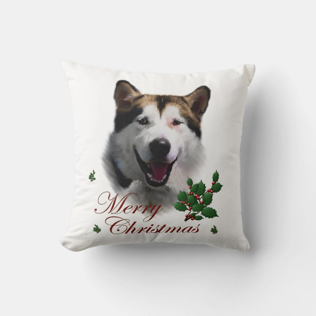 Alaskan Malamute Kerstmis Kussen (Voorkant)