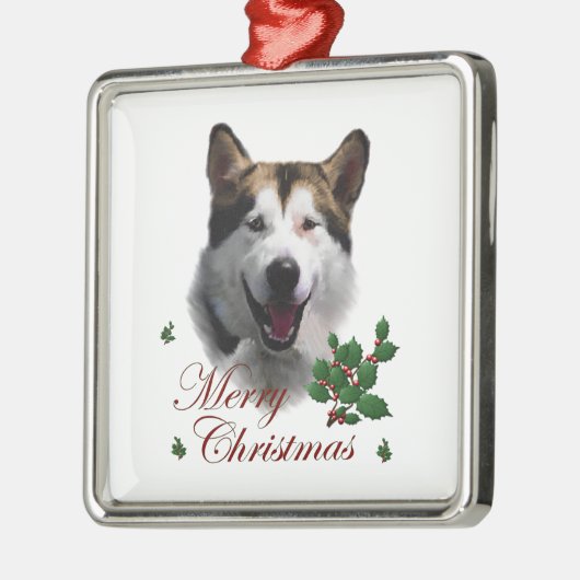 Alaskan Malamute Kerstmis Metalen Ornament (Links)