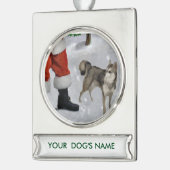 Alaskan Malamute Kerstmis op persoonlijke titel Verzilverd Banner Ornament (Links)