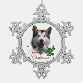 Alaskan Malamute Kerstmis Tin Sneeuwvlok Ornament
