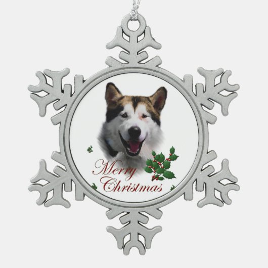 Alaskan Malamute Kerstmis Tin Sneeuwvlok Ornament (Voorkant)