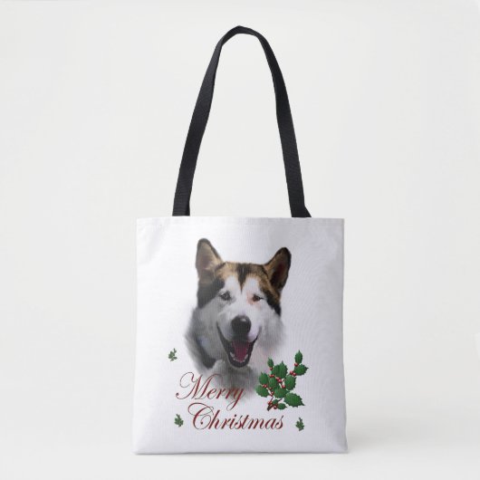 Alaskan Malamute Kerstmis Tote Bag (Voorkant)