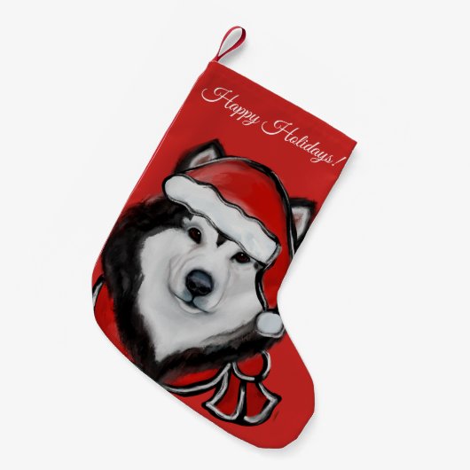 Alaskan Malamute  Kleine Kerstsok (Voorkant (Hangend))