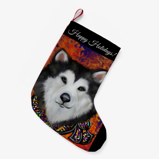 Alaskan Malamute  Kleine Kerstsok (Voorkant (Hangend))