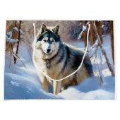 Alaskan Malamute Laat het Sneeuwen Kerstmis Groot Cadeauzakje (Voorkant)