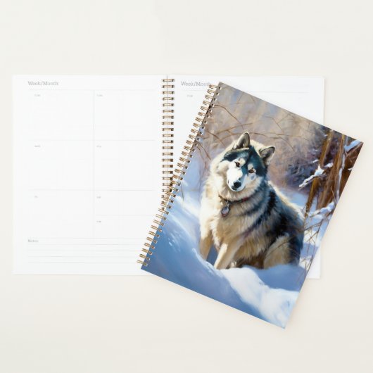 Alaskan Malamute Laat het Sneeuwen Kerstmis Planner (Display)