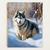 Alaskan Malamute Laat het Sneeuwen Kerstmis Planner (Voorkant)