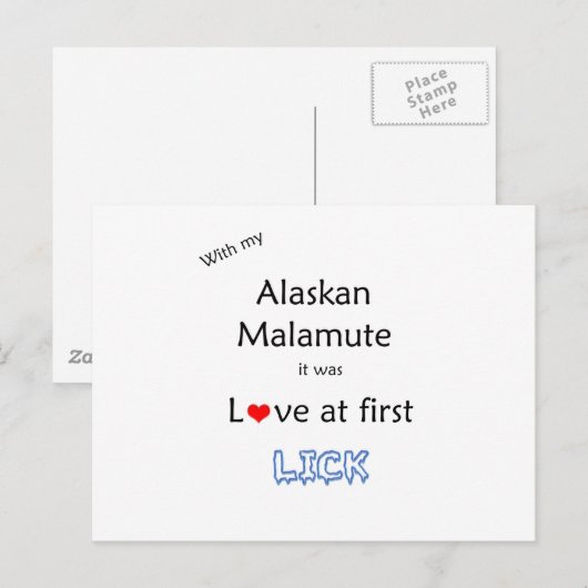 Alaskan Malamute Lick Design Briefkaart (Voorkant / Achterkant)