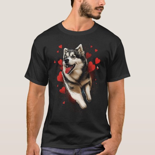 Alaskan Malamute Love Heart on Alaskan Malamute T-shirt (Voorkant)