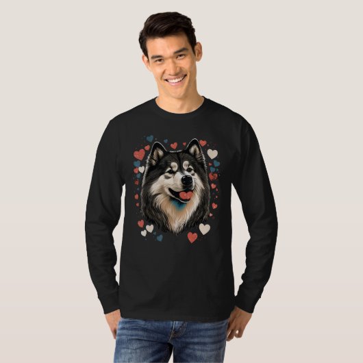 Alaskan Malamute Love Valentines Day Alaskan Malam T-shirt (Voorkant volledig)