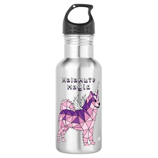 Alaskan Malamute Magic Unicorn Pegasus Waterfles (Voorkant)
