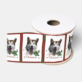 Alaskan Malamute Merry Kerstmis Grosgrain Lint