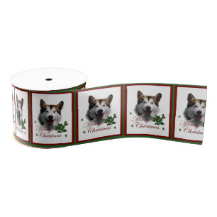 Alaskan Malamute Merry Kerstmis Grosgrain Lint