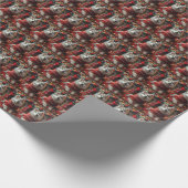 Alaskan Malamute met kerstcadeaus open haard Cadeaupapier (Hoek)