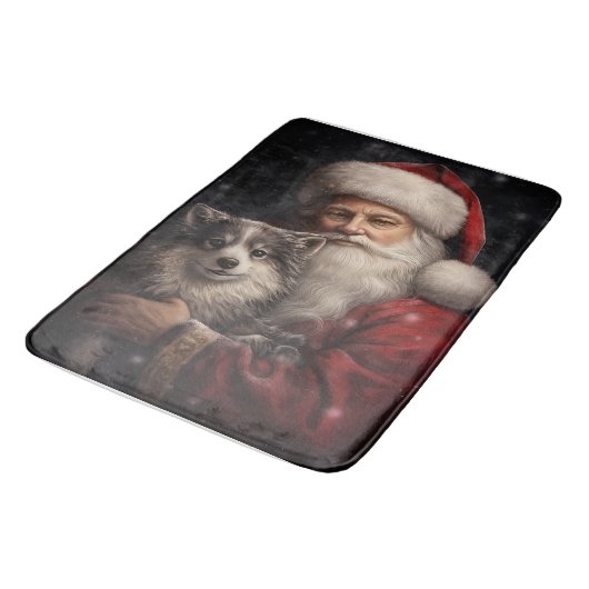 Alaskan Malamute met Kerstman Kerstmis Badmat (Gekanteld)
