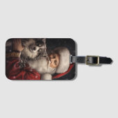 Alaskan Malamute met Kerstman Kerstmis Bagagelabel (Voorkant (horizontaal))