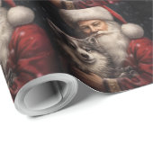 Alaskan Malamute met Kerstman Kerstmis Cadeaupapier (Rol Hoek)