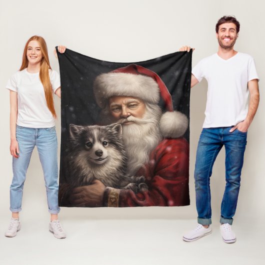Alaskan Malamute met Kerstman Kerstmis Fleece Deken (In situ)