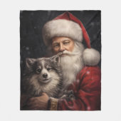 Alaskan Malamute met Kerstman Kerstmis Fleece Deken (Voorkant)