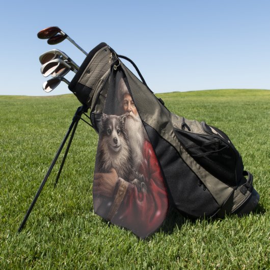 Alaskan Malamute met Kerstman Kerstmis Golfhanddoek (Groen)