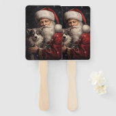 Alaskan Malamute met Kerstman Kerstmis Handwaaier (Voorkant en achterkant)